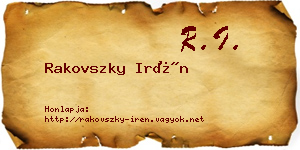 Rakovszky Irén névjegykártya